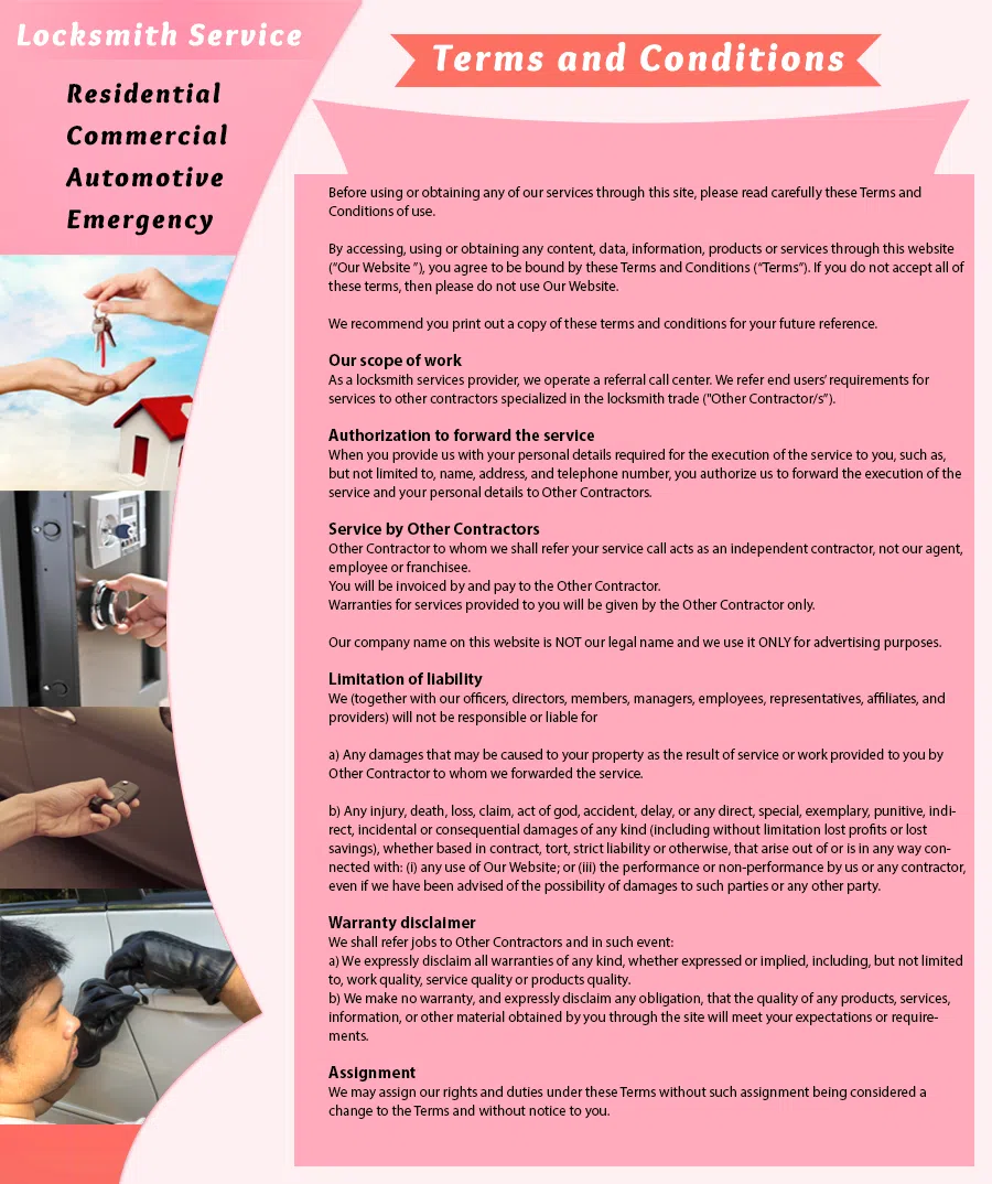 Phoenix Lock And Keys Phoenix, AZ 602-687-4457 - TermsAndCondition-1